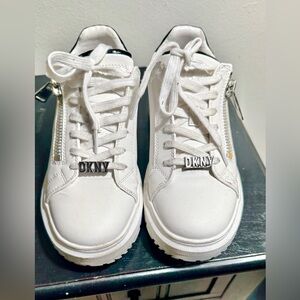 DKNY White Sneakers with Silver Accents